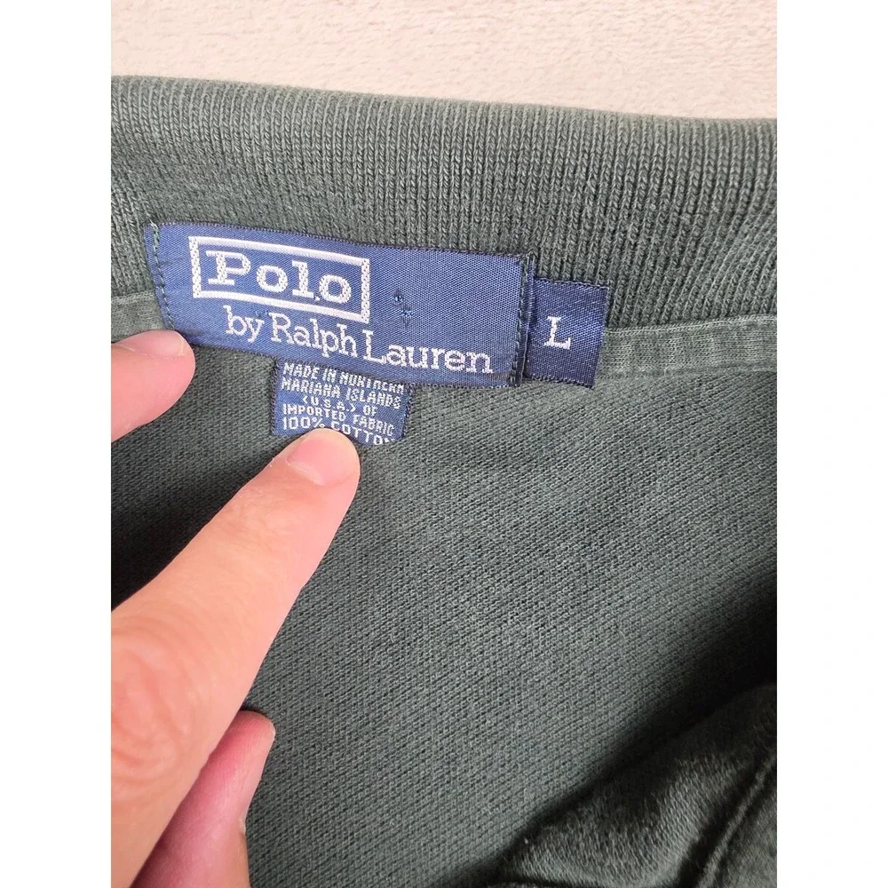 Vintage Polo Ralph Lauren Polo Shirt Mens L Green Short Sleeve Pony Pique USA
